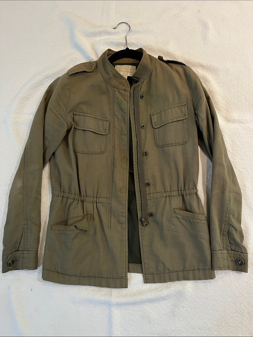 hinge Olive Utility Field Jacket with Stand Collar